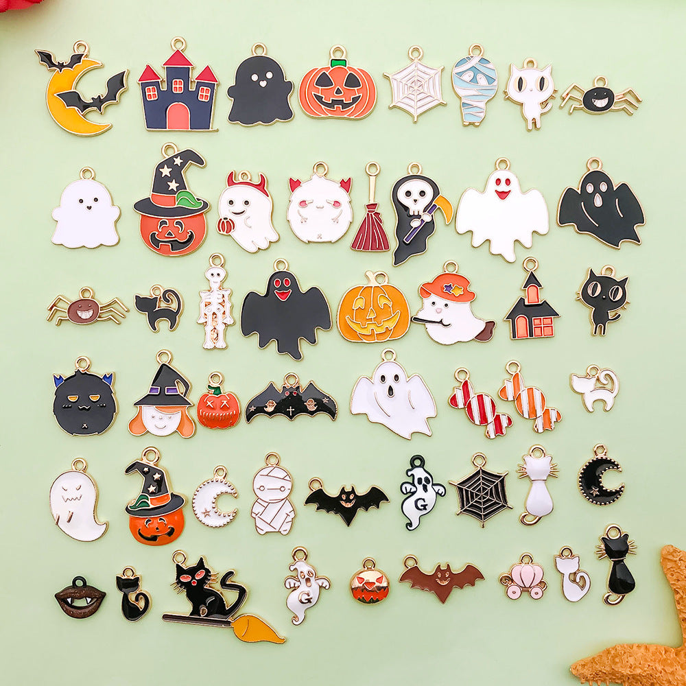 Halloween Alloy Dripping Oil Pendants for DIY Jewelry