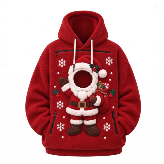 Christmas Cat Pouch Hoodie, Santa Pet Carrier Hoodie, Your Pet Becomes Santa's Face