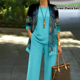 Womens 3D Print 3 Piece Outfit Tracksuit Set