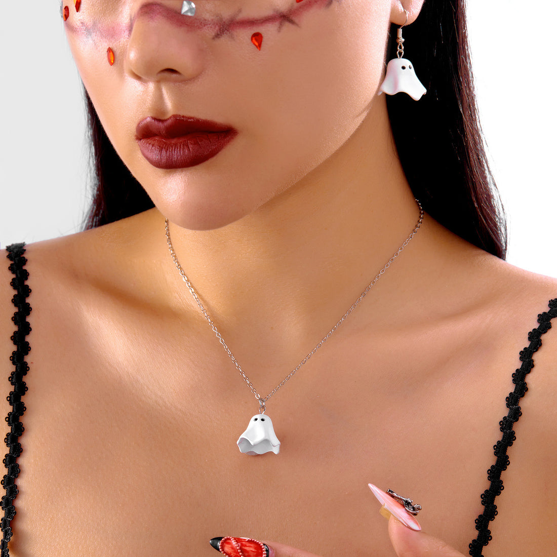 Halloween Ghost Necklace and Earring Set