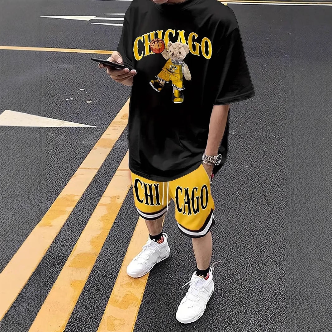 Short-sleeved T-shirt pants loose-fitting
