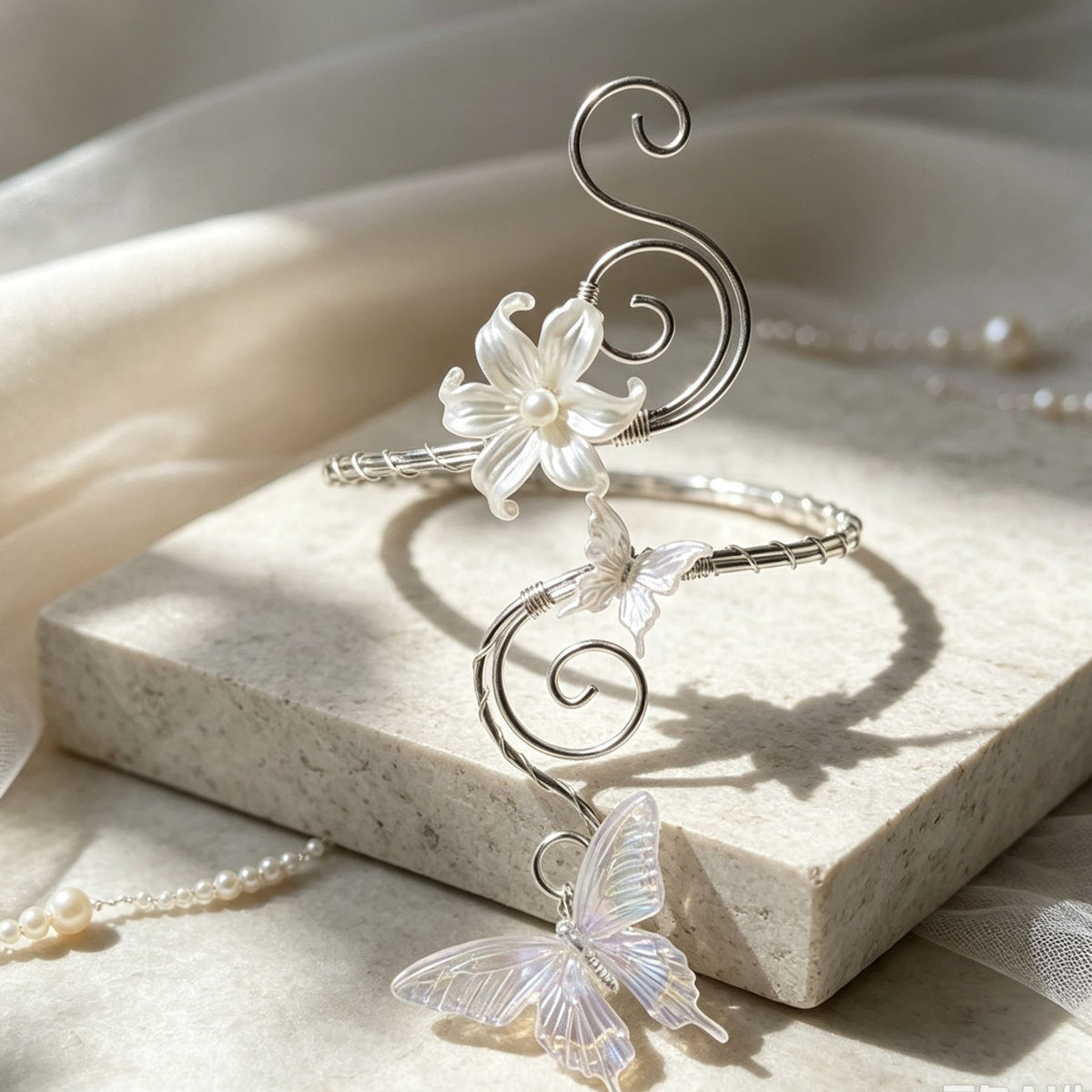 Floral Pearl Wrap-around Bracelet