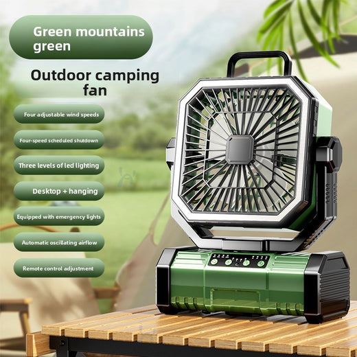 Portable USB Camping Fan with Humidifier and LED Light