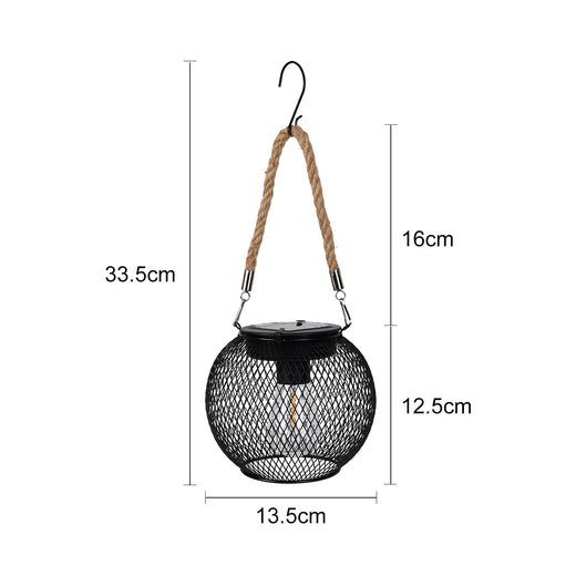 Solar Iron Grid Lantern Retro Outdoor Hanging Light