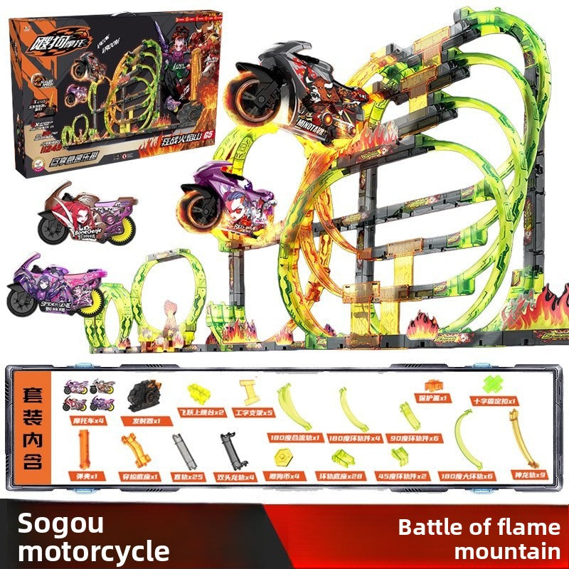 Inertia Powered Motorcycle Track Toy