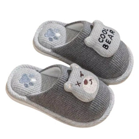 Cute Animal Plush Cotton Slippers Non-Slip Warm Indoor Home Slippers for Kids Unisex