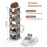 6-tier shoe rack folded flat for storage