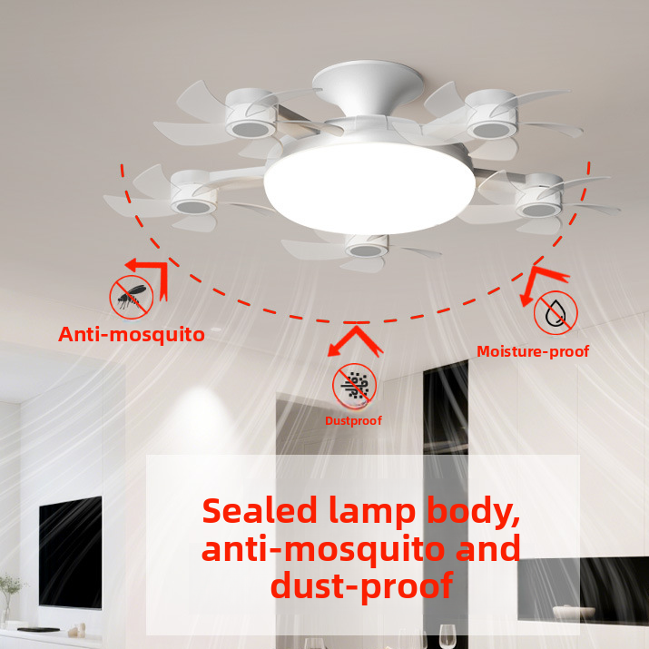 Five Head Ceiling Fan Light with Remote Control