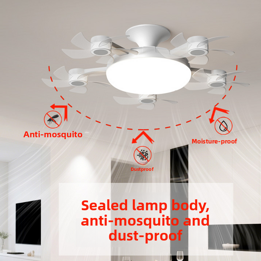 Five Head Ceiling Fan Light with Remote Control