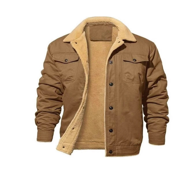 Men's Thickened Fleece Lined Cotton Work Jacket