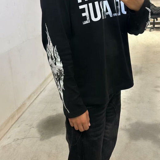 Long Sleeve Cotton T-Shirt with Print