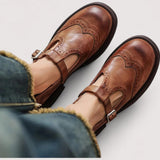 Womens Buckle Strap Flat Square Toe Casual Shoes