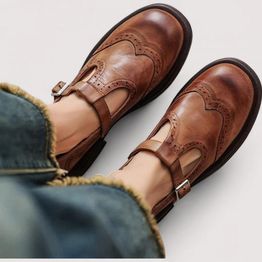Womens Buckle Strap Flat Square Toe Casual Shoes