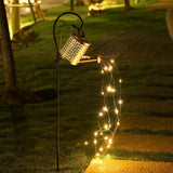 Solar Powered Iron Art Lawn Lamp with Water Kettle Design