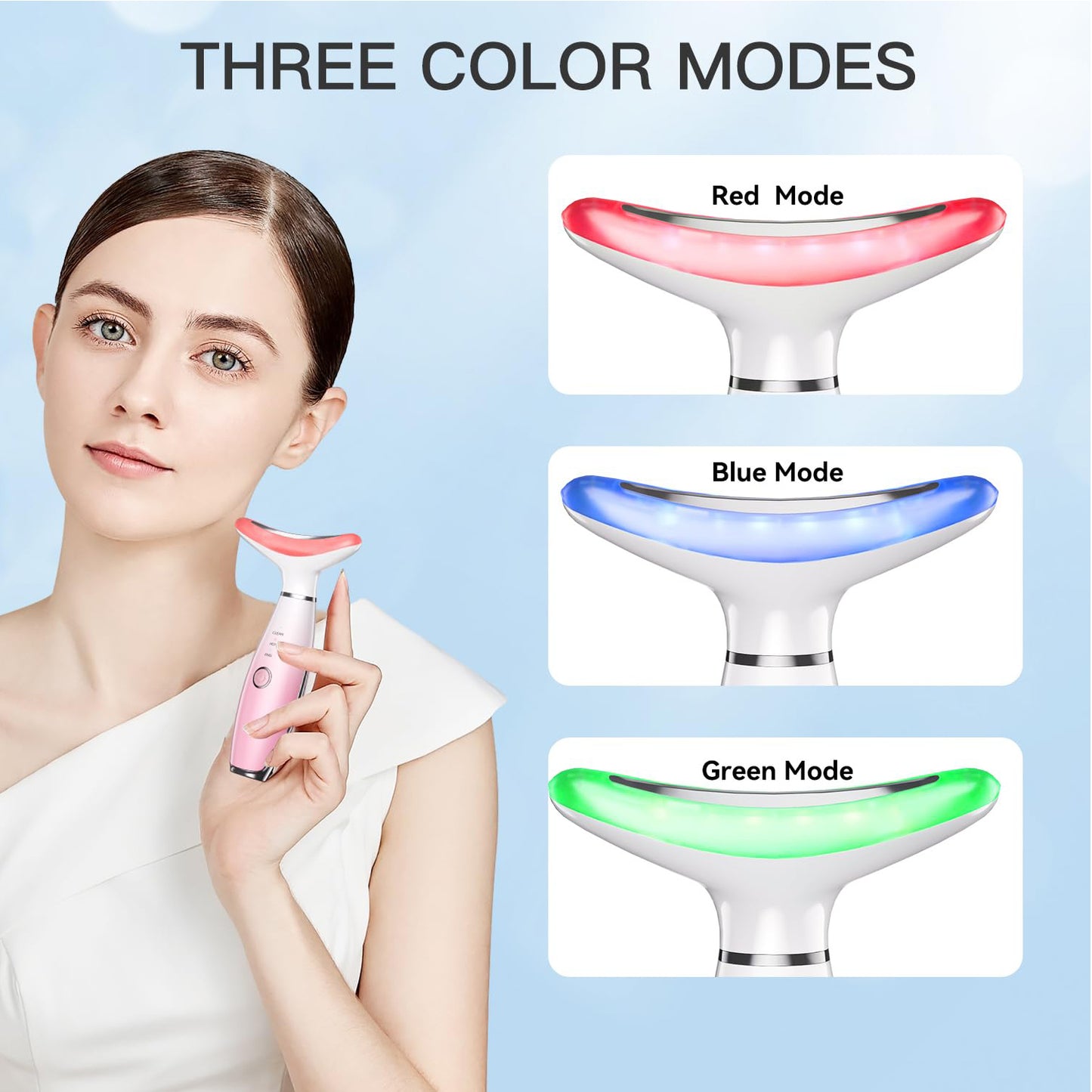 3-in-1 facial massager tool with thermal warmth