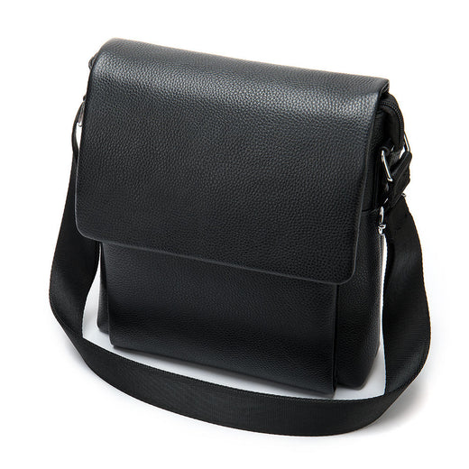 Cowhide Men's Shoulder Bag, Casual Cowhide Flap-Style Shoulder Bag For...