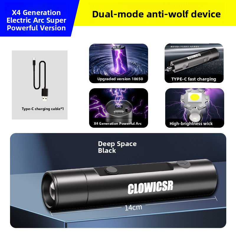 High-Voltage Arc Self-Defense Flashlight