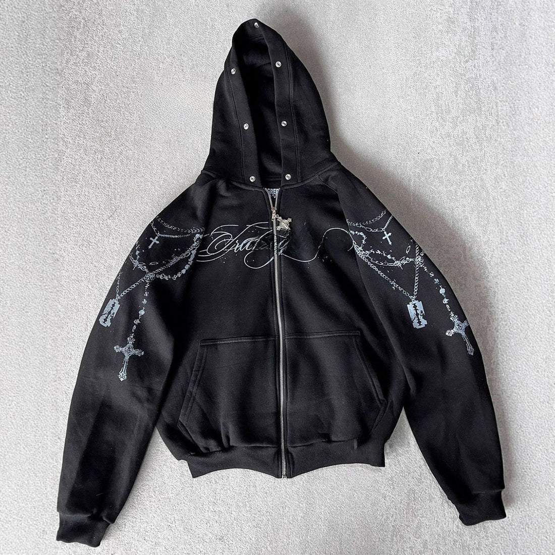 Printed Zipper Hoodie and Sweatpants Set