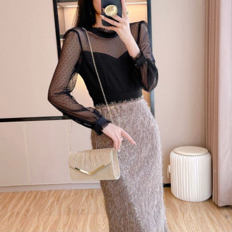 Women?s Shiny Pleated Large Capacity Handbag Evening Clutch Crossbody Bag