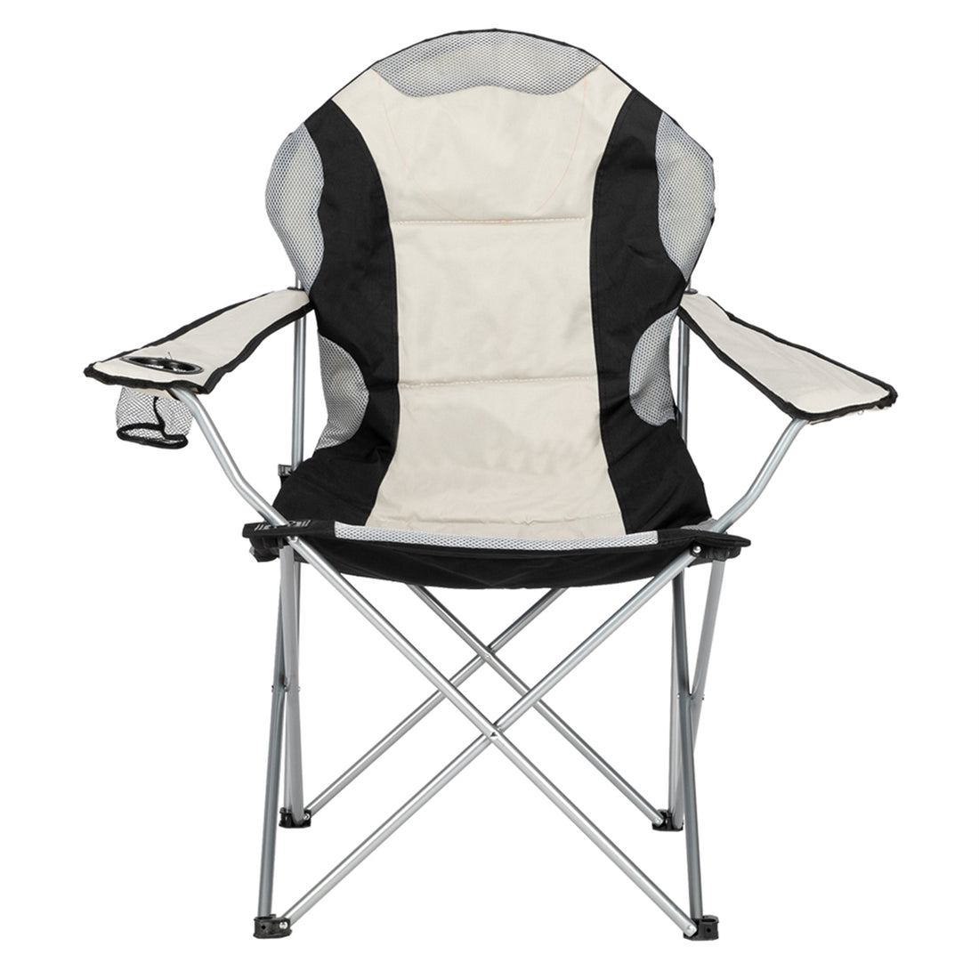 Folding camping chair with iron frame and carry bag