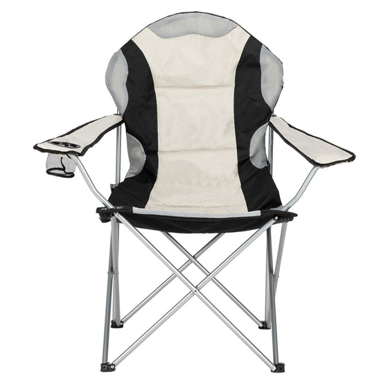 Folding camping chair with iron frame and carry bag