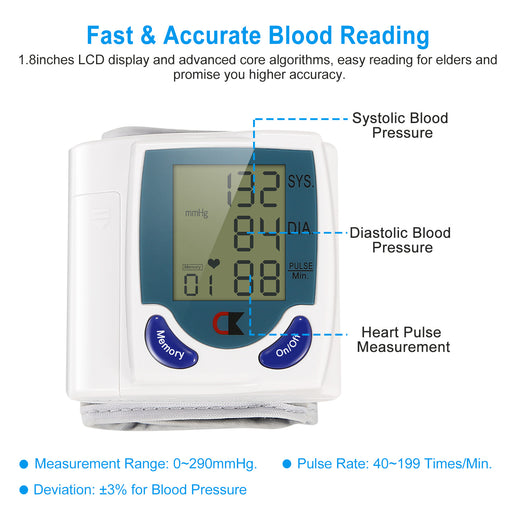 Digital wrist blood pressure monitor worn on wrist