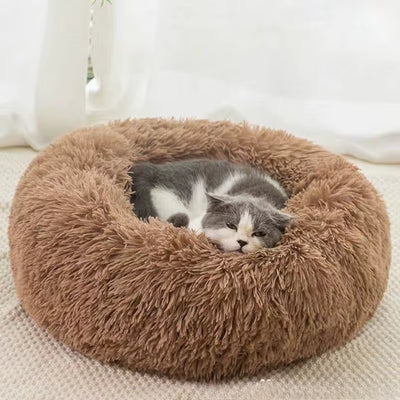 CloudNest round plush pet bed front view