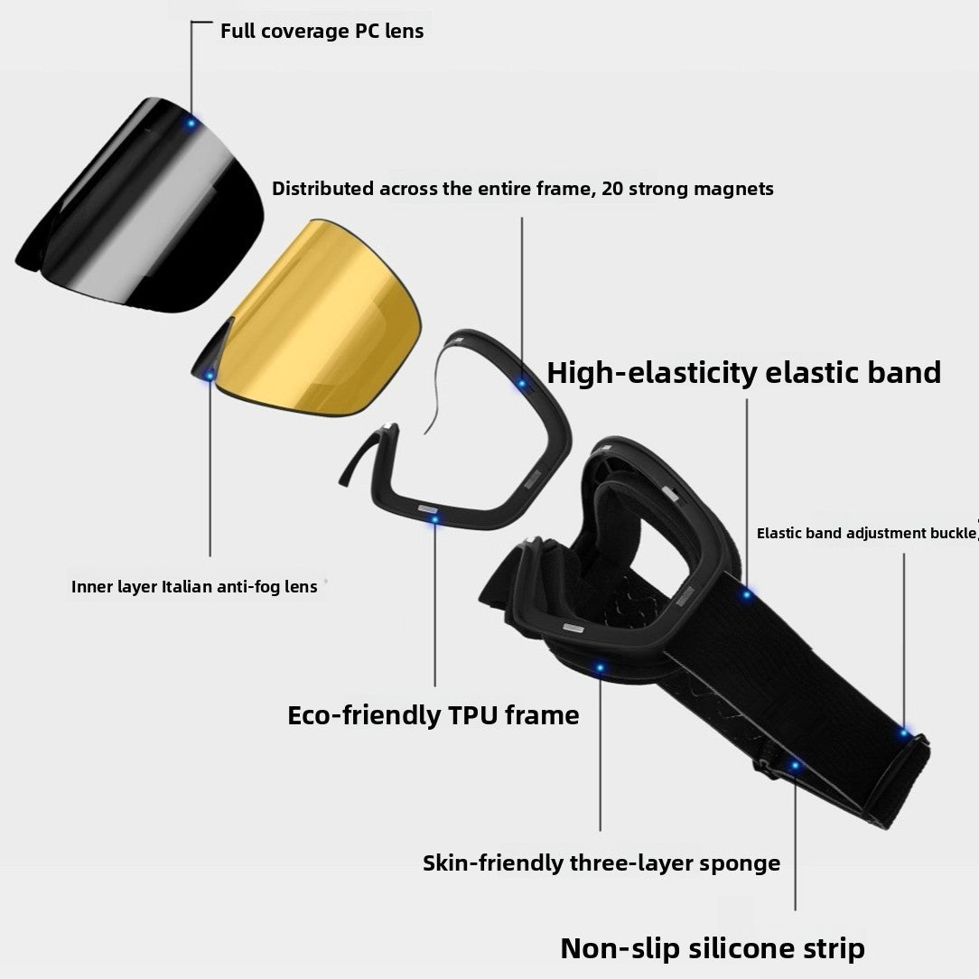 Magnetic Anti-Fog Ski Goggles