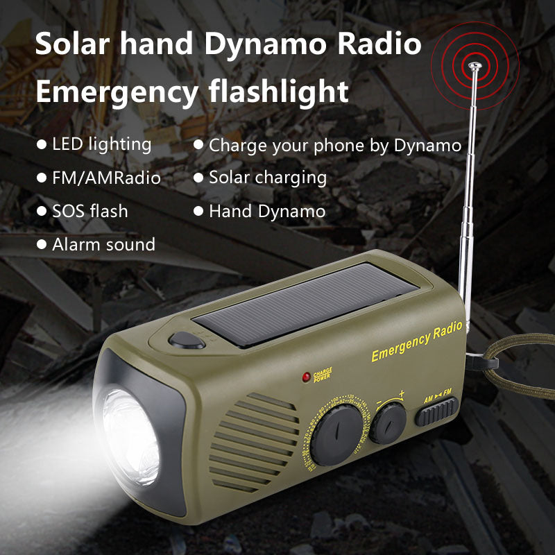 Multifunctional Solar Hand Crank Emergency Radio Flashlight