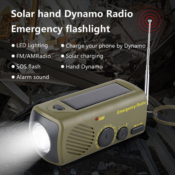 Multifunctional Solar Hand Crank Emergency Radio Flashlight Survival & Emergency product image 1
