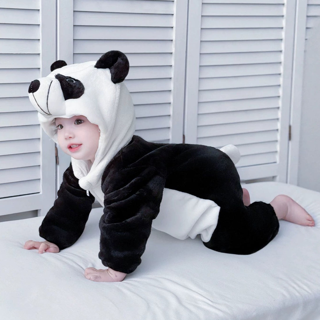 Newborn Baby Flannel Animal Hooded Romper Jumpsuit