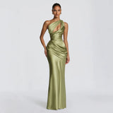 Satin Asymmetric Evening Gown