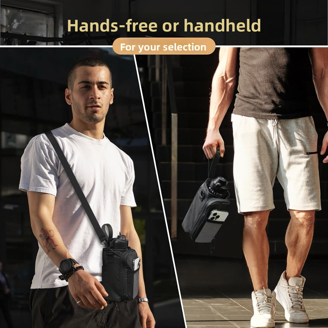 Magnetic Single-Shoulder Sports Gym Bag Water Bottle Holder Phone Pouch