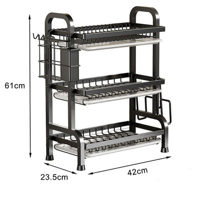 3 Tier Dish Drainer Rack with Drip Tray