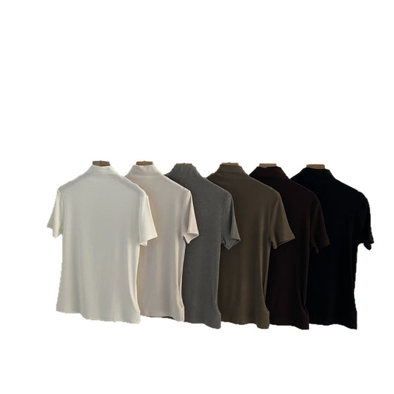 Button-down fitted pure cotton women's T-shirt