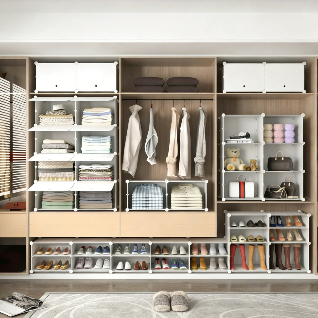 8-layer shoe storage cabinet with doors closed