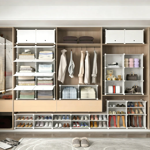 8-layer shoe storage cabinet with doors closed
