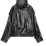 Womens Retro Pebbled Leather Jacket