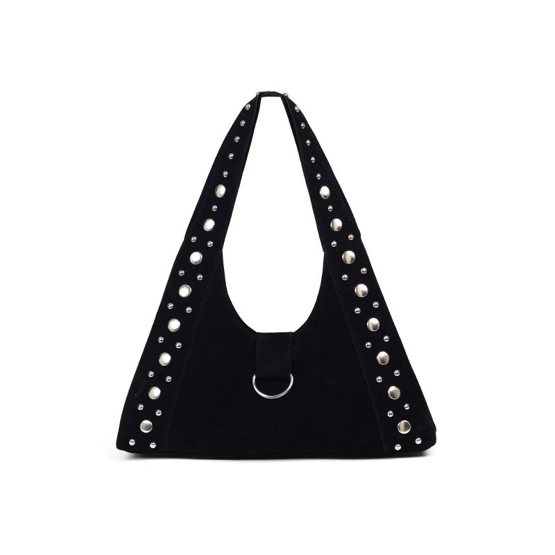 Women's Corduroy Studded Magnetic Clasp Underarm Bag