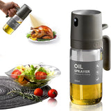 Refillable olive oil sprayer bottle with clear glass and black pump