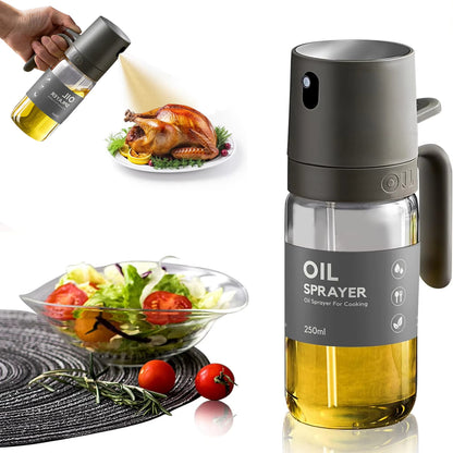Refillable olive oil sprayer bottle with clear glass and black pump