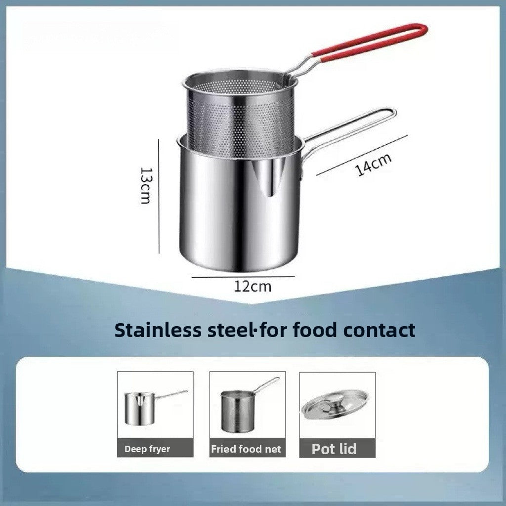 Household Stainless Steel Mini Frying Pan, Uncoated Oil-Saving Multi-Functional Pot for All Stoves