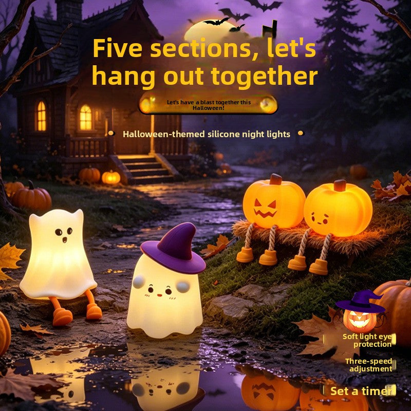 Halloween Pumpkin Silicone Night Light with Touch Control