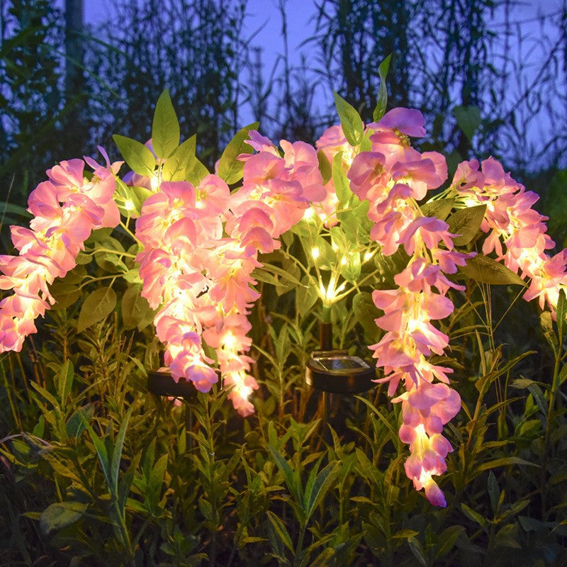 Solar powered wisteria flower garden light