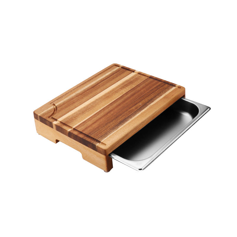 Wood Mosaic Cutting Board with Drawer