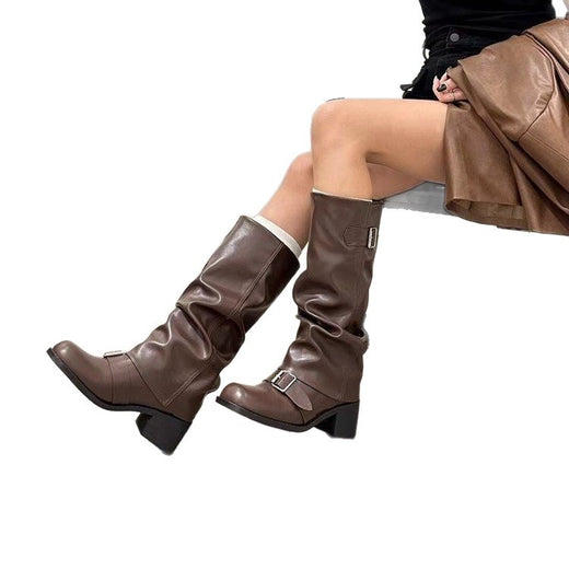 Round Toe Western Knight Boots