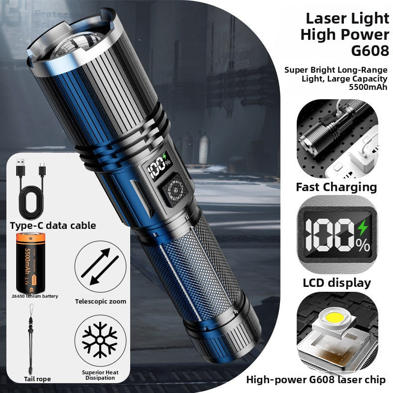 Rechargeable LED Flashlight with LCD Display