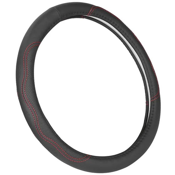 Black steering wheel cover, side view