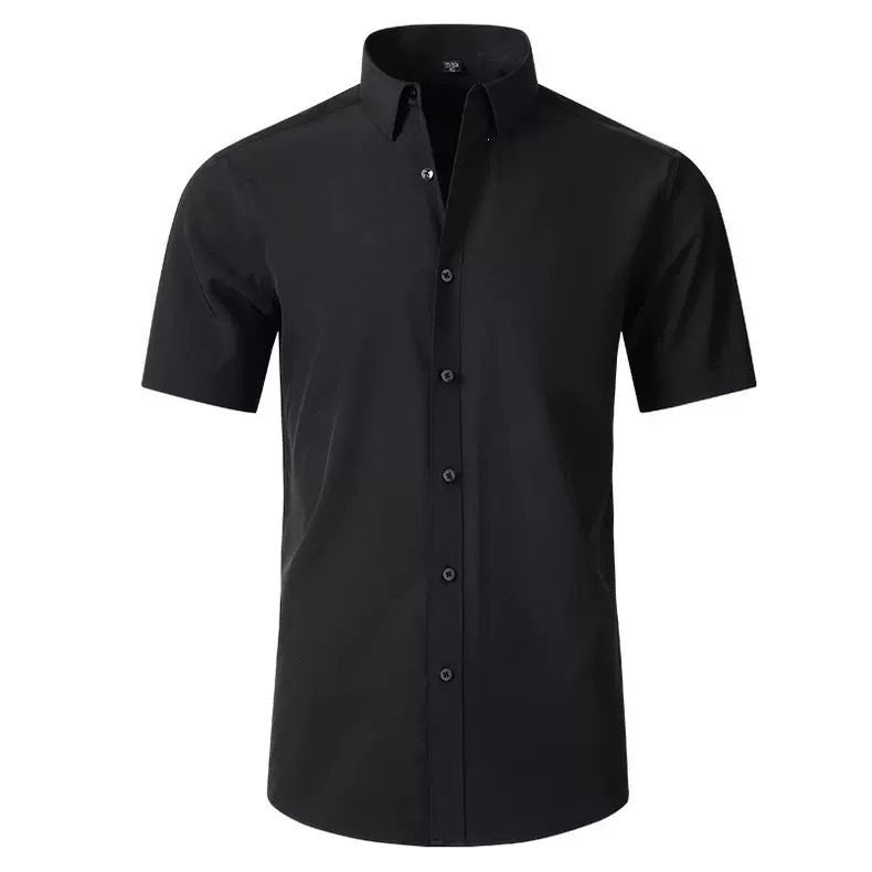 Men's slim-fit solid-color crew-neck casual pullover shirt