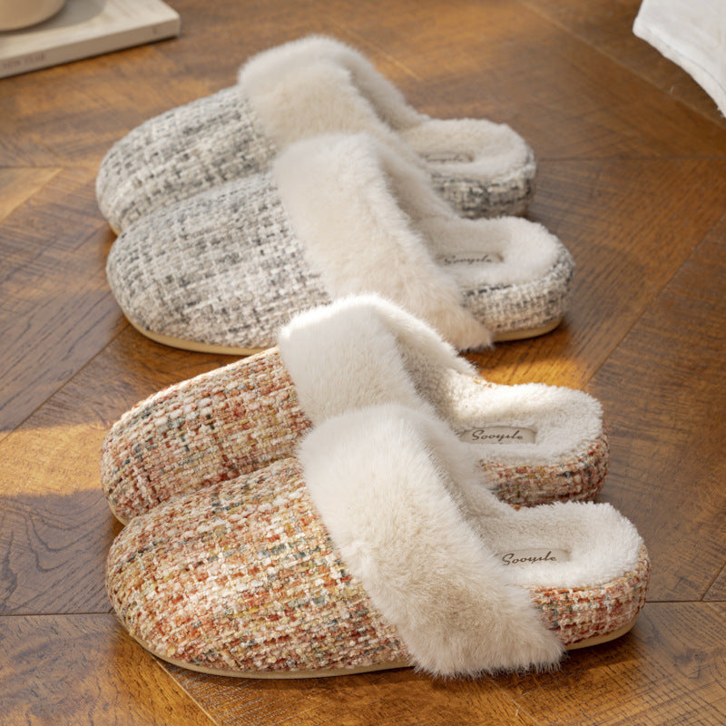 Women's Plush Cotton Slippers Soft-Soled Indoor Shoes